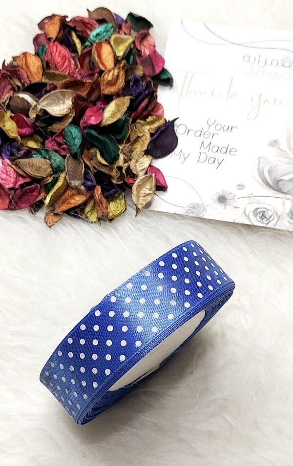 ستان منقط - 2سم / ازرق