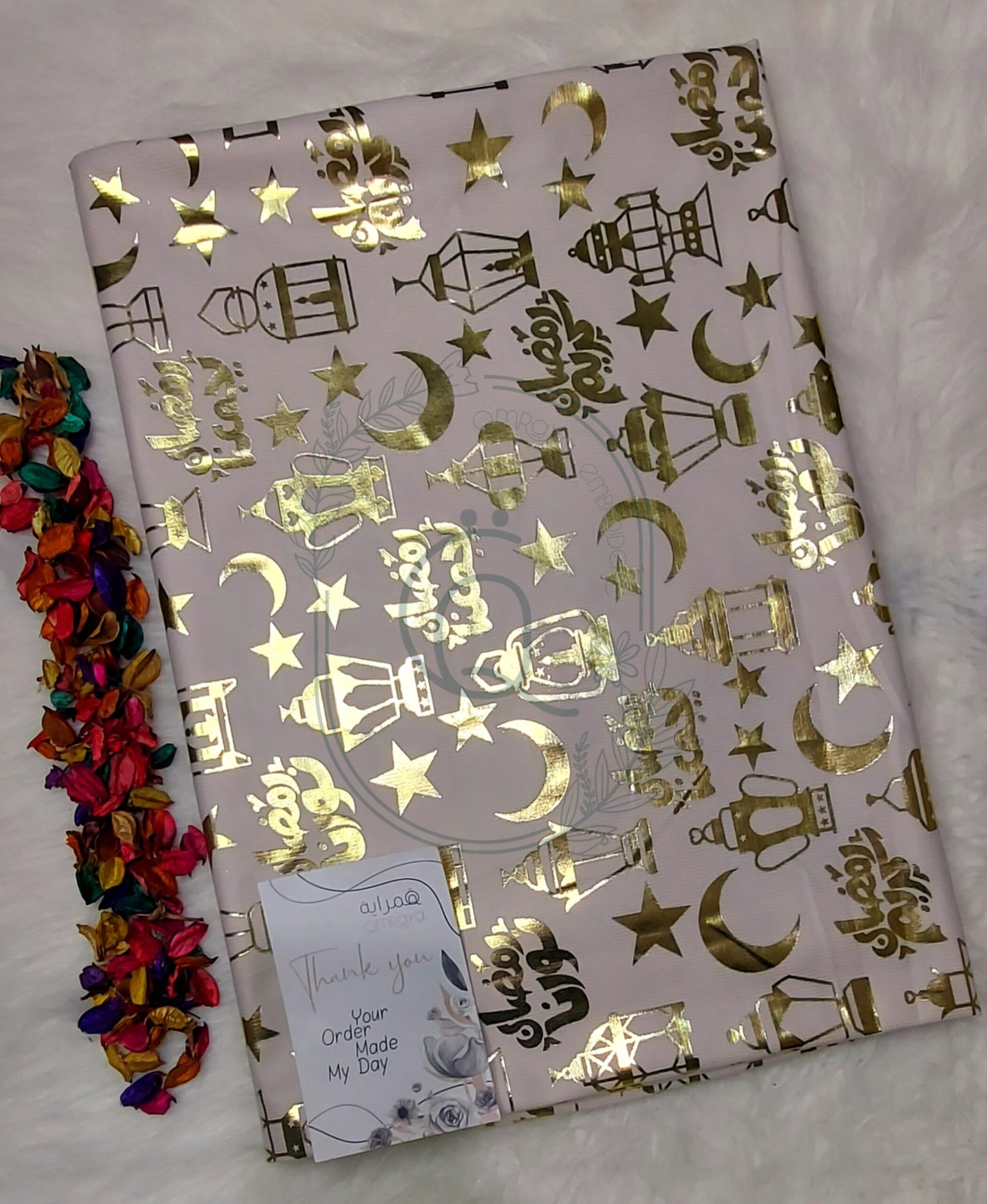 7- قماش رمضان اوف وايت - المتر ب 130ج, قماش رمضان / اوف وايت 1 - (قطيفه موهير) - الصورة 1