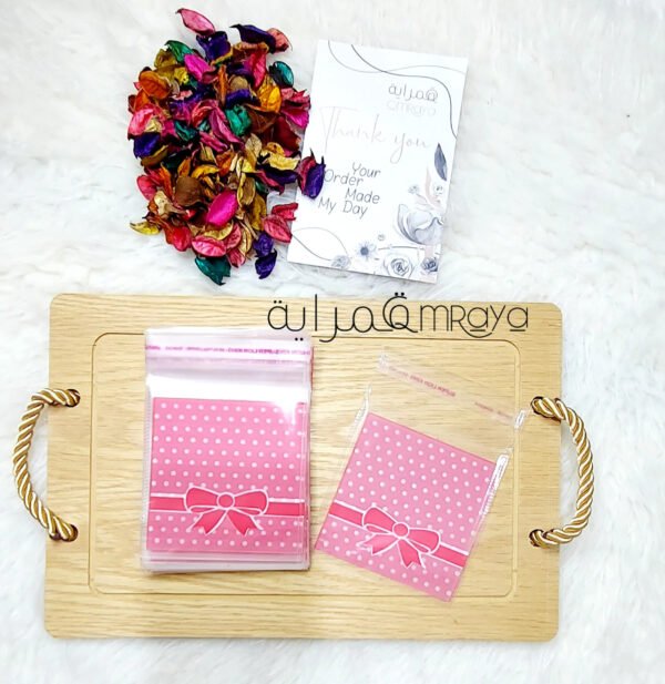 كيس تغليف - منقط بفيونكه فوشيا