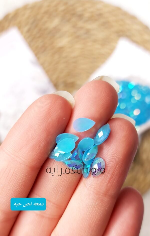 كريستال السبح / ازرق نص حبه دمعه