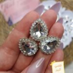 فصوص بقاعدة معدن / دمعه فضي كبيره