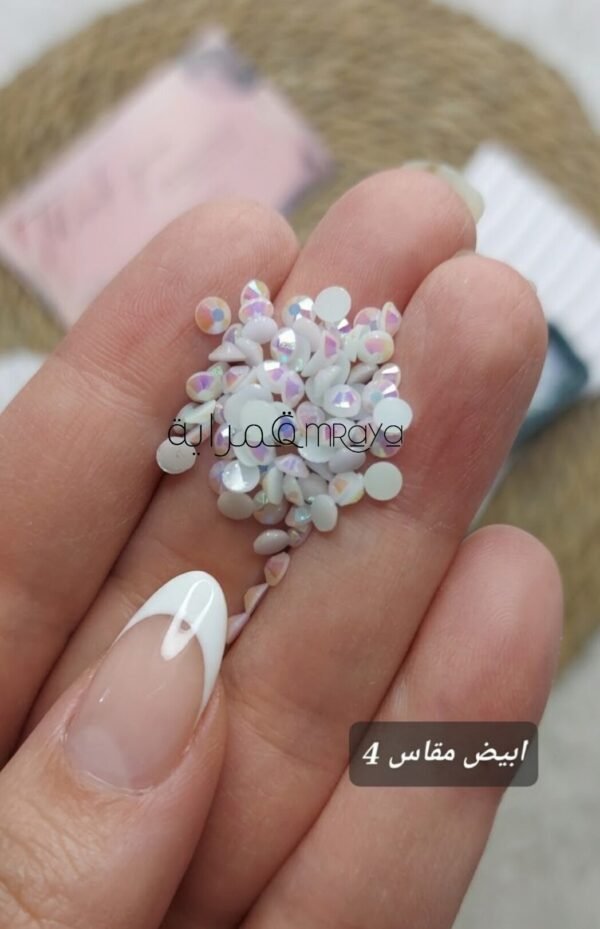 كريستال / ابيض جنجاه نص حبه مقاس 4mm